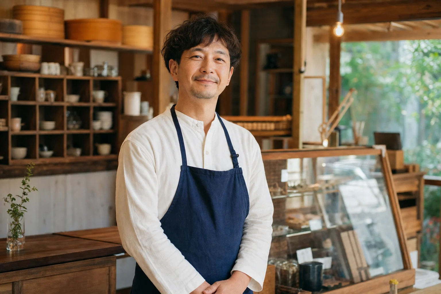 落ち着いて自信を持って対応する店主