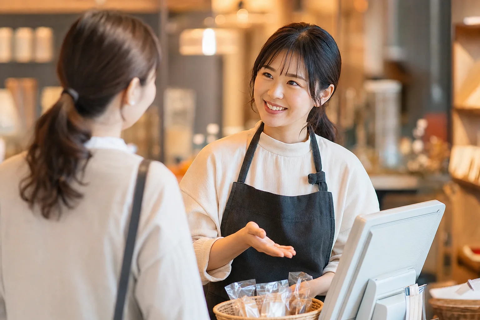 お会計時にお客さまへ口コミを一言お願いする店員
